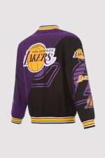 Los Angeles Lakers Cotton Twill Embroidered Jacket Black-Purple - Image 2