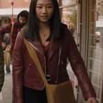 Olivia Liang Kung Fu Maroon Leather Jacket