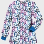 Halloween Happy Ghost Printed Scrub Jacket