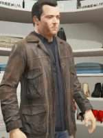 Michael Distressed Grand Theft Auto V Brown Jacket - Image 2