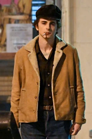 A COMPLETE UNKNOWN TIMOTHÉE CHALAMET SHEARLING JACKET