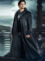 Clark Kent Superman Smallville Black Leather Trench Coat - Image 2