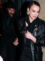 Milan Fashion Week Dua Lipa Black Long Coat - Image 2