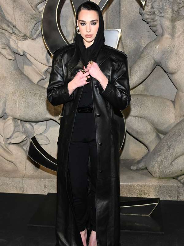 93milan-fashion-week-dua-lipa-black-long-coat.jpg Milan Fashion Week Dua Lipa Black Long Coat - Image 1