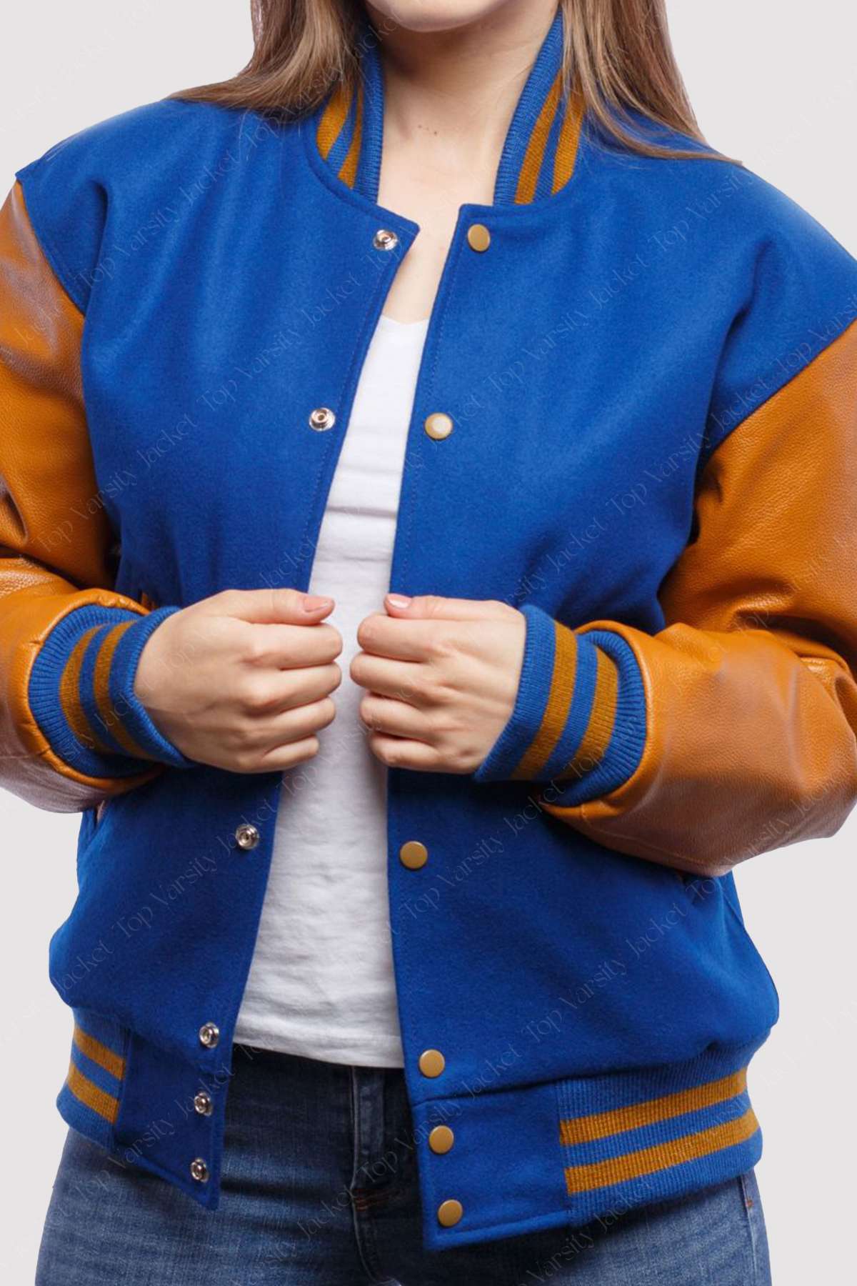 Bright-Royal-Wool-Body-_-Old-Gold-Leather-Sleeves-Letterman-Jacket.jpg Bright Royal Wool Body Gold Leather Sleeves Varsity Jacket - Image 1