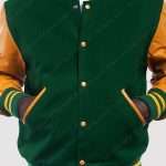 Kelly Green Wool Body Bright Gold Sleeves Varsity Jacket