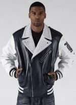Pelle Pelle Men Biker Plush Studded Jacket