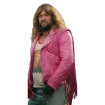 A Minecraft Movie 2025 Jason Momoa Pink Fringe Jacket