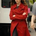 Anne Hathaway Red Christmas Wool Coat