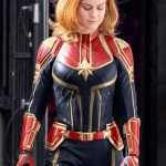 Front view of Brie Larson Captain Marvel 2 Carol Danvers Jacket with zipper and high collar.