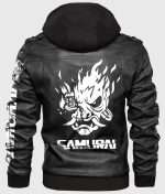 Cyberpunk 2077 Samurai Hooded Biker Leather Jacket - Image 2