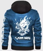 Cyberpunk 2077 Samurai Hooded Biker Leather Jacket - Image 4