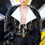 Emma Corrin Deadpool & Wolverine Shearling Black Leather Jacket