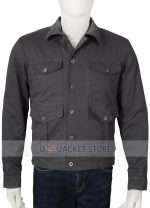 Front view of John Dutton Yellowstone Kevin Costner Grey Cotton Jacket