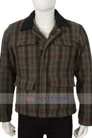 Front view of John Dutton Yellowstone Plaid Jacket