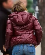 Younger Hilary Duff Puffer Maroon Jacket - Image 3