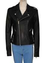 Kim Kardashian Black Motorcycle Leather Jacket - Image 2