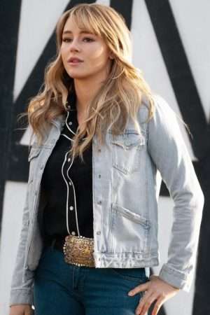 Hassie Harrison Denim Jacket ice blue washed with shirt collar