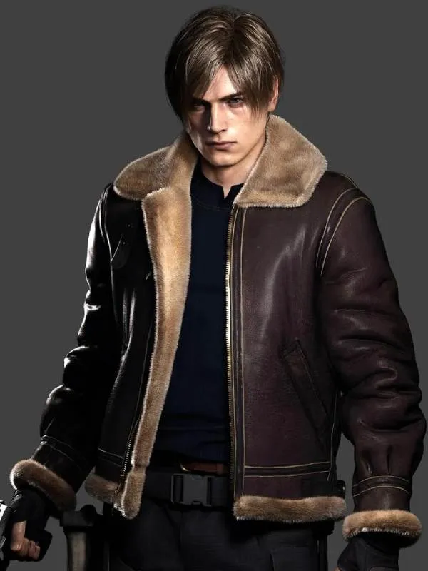 leon-kennedy-resident-evil-4-shearling-jacket-001.webp Leon Kennedy Resident Evil 4 Shearling Jacket - Image 1