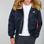 Alpha Industries 45p Navy Blue Hooded Parka Jacket