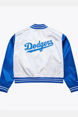 Los Angeles Dodgers Cropped Satin Full-Snap Jacket