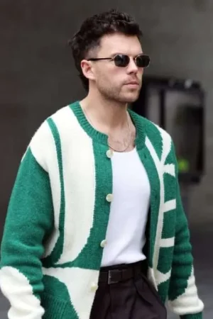 Luke Newton Green and White Cardigan